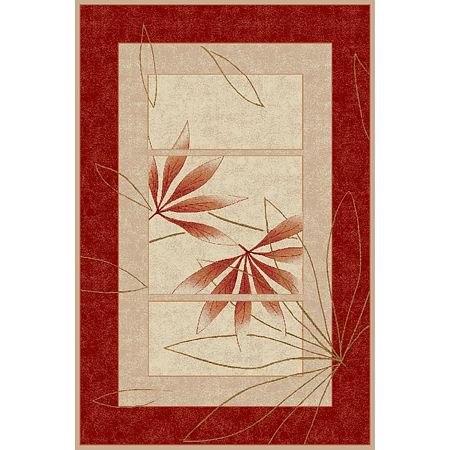 Covor modern Lotus 552/120, polipropilena heat-set, model floral bej-visiniu, 100 x 200 cm