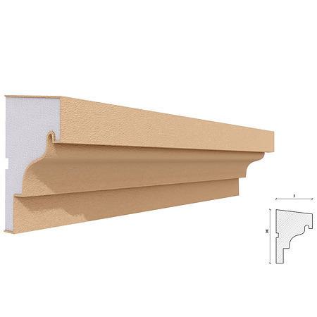 Solbanc decorativ din polistiren EPS laminat cu rasina FP206, 120 x 81 x 2000 mm