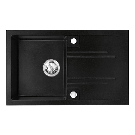 Chiuveta bucatarie Ferro Mezzo II DRGM48/78BA, granit, negru, cuva reversibila, adancime 17,7 cm, 78 x 48 cm