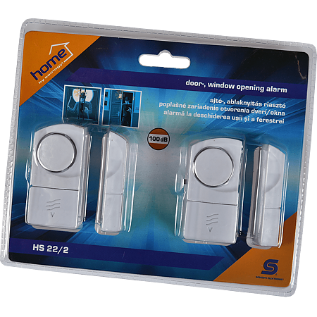 Alarma deschidere usi si ferestre, Somogyi HS 22/2, avertizare continua, 100 db, alb, 2 buc/pachet