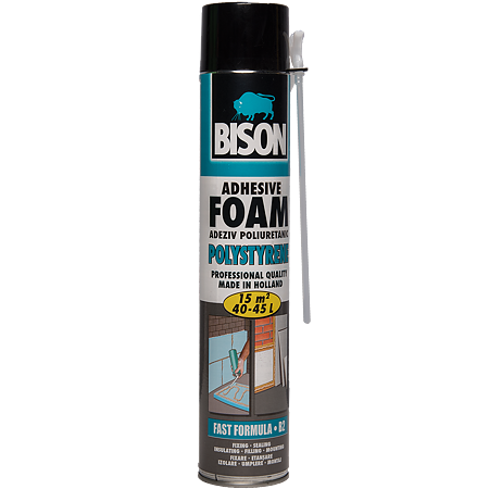 Adeziv poliuretanic polistiren expandat Bison, aplicator integrat, interior/exterior, 750 ml
