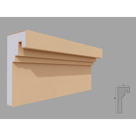 Cornisa decorativa fatada FP433, polistiren EPS100+mortar, 200 x 90 x 2000 mm