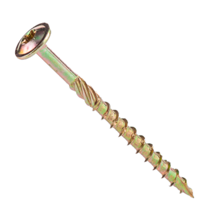 Surub dulgherie cap plat tip Fast, otel zincat galben, TX30, 6 x 80 mm 