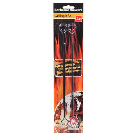 Set 4 frigarui metalice BBQ Collection, otel cromat, 24 cm lungime